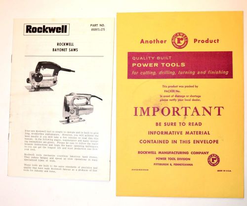 ROCKWELL Jig BAYONET SAWS MANUAL &amp; GUIDE c/w ORIGINAL ENVELOPE #RR34