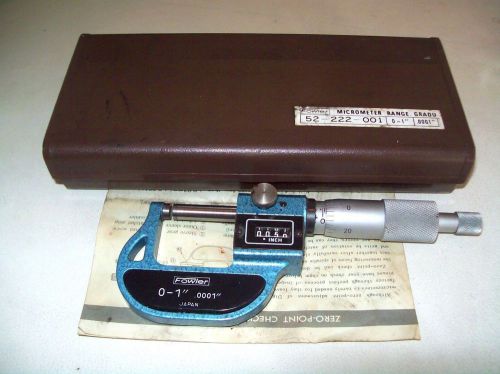 Fowler Outside Micrometer  MEASURING RANGE : 0 ~ 1&#034; Works Great