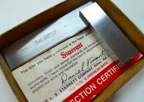 STARRETT No. 55 MASTER PRECISION SQUARE with BEVELED EDGE 3&#034; machinist *H