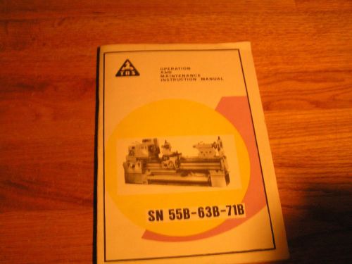 TOS  OPERATION AND MAINTENANCE INSTRUCTION MANUAL LATHE SN 55B-63B-71B