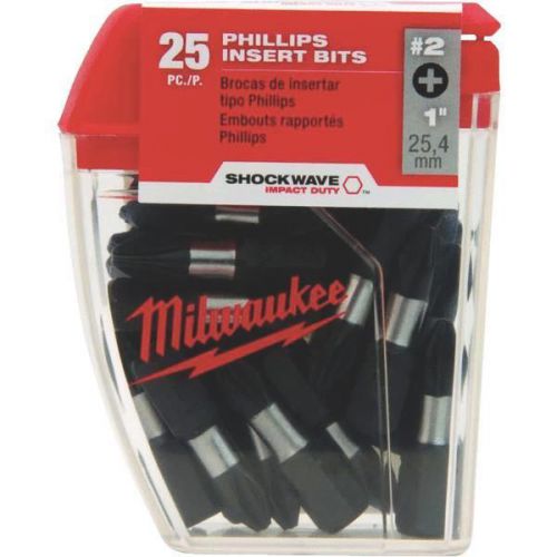 Shockwave Insert Impact Screwdriver Bit-25PK #2 1&#034; PHILLIPS BIT