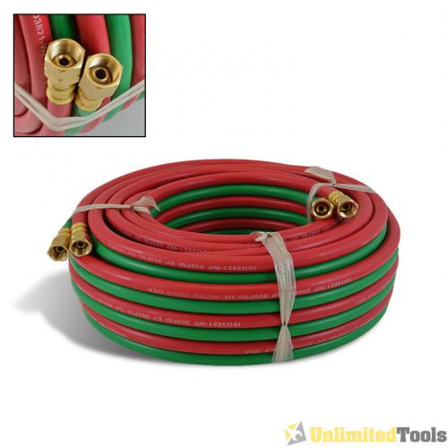 300psi 25ft oxygen &amp; acetylene twin welding hose 1/4&#034; id garage shop pro welding for sale