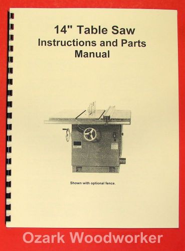 JET/Asian CTAS-14 14&#034; Tilting Arbor Table Saw Operator&#039;s &amp; Parts Manual 0386