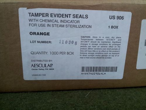 Aesculap US906 Tamper Evident Seals With Chemical Indicator Steam Box of 1000