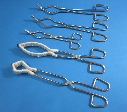 TONGS STAINLESS STEAL set of 5 Crucible/ Beaker/ Flask Tongs -Glassware handling