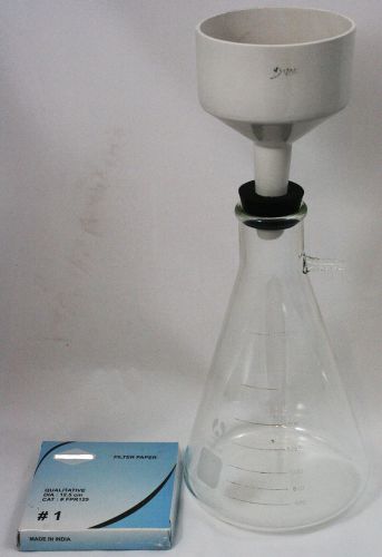 Filter Setup Includes 2000mL Glass Flask, 125mm Buchner Funnel, Stopper and Filt