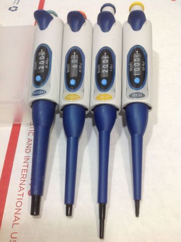 Set of 4 Biohit mLINE Single Channel Pipette M10, M20, M200, M1000, #5