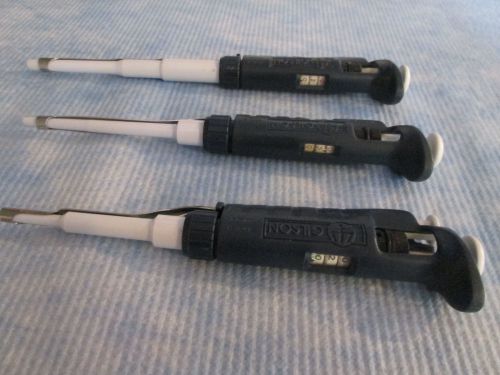 Gilson Pipetman Set Micropipette pipet P20, P200, + P1000 CALIBRATED Lot 12