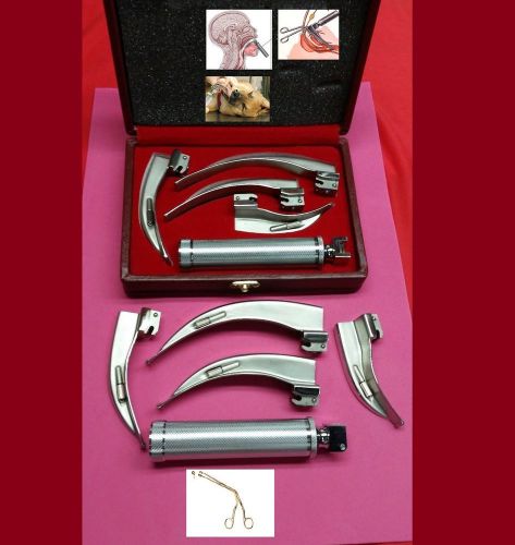 Laryngoscope mac set 4 blades one handle emt anesthesia intubation  1 magil free for sale