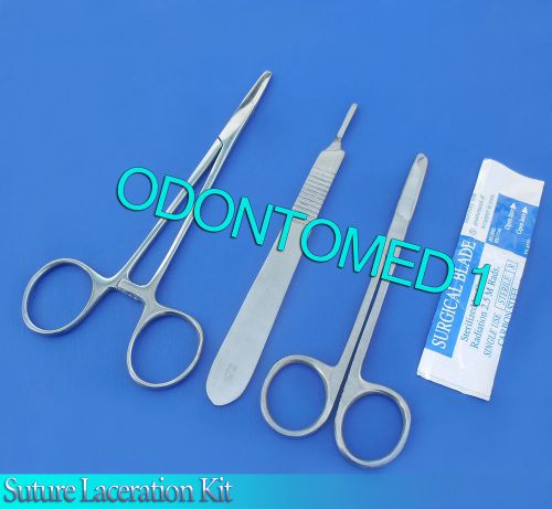 3 PCS Suture Laceration Kit Webster Needle Holder + Scalpel Handle + Blade #15