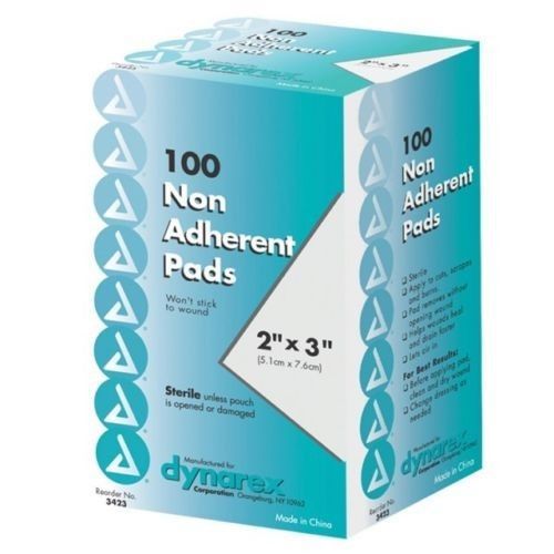 Dynarex #3423 Non-Adherent Pad, Sterile, 2x3, Box/100