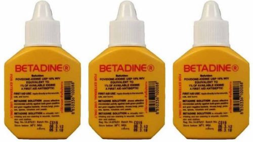 3x 15cc Betadine Solution Povidone Lodine First AID Cuts Antiseptic Wounds