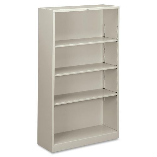 Metal Bookcase, Four-Shelf, 34-1/2w x 12-5/8d x 59h, Light Gray