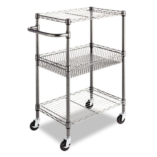 Alera Three Tier Wire Rolling Cart 16&#034;W x 24&#034;D x 39&#034;H Black Anthracite