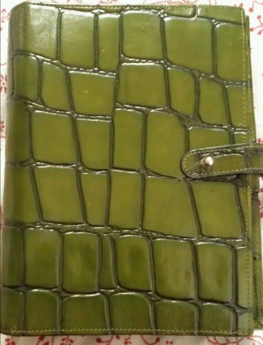 CLASSIC ~1 3/8&#034;~ Green ~ FULL-GRAIN LEATHER Franklin Planner BINDER Organizer