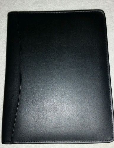 Simulated Leather 3-Ring Binder Portfolio Padfolio Zipper Organizer  Black - New