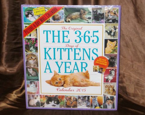 Original &#034;365 Days of KITTENS A Year&#034; 2015 Premium 12X14 Wall Calendar w/Bonuses