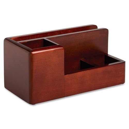 Mahogany Four Compartment Desktop Organizer Rack Stand Home Dorm Office NEW