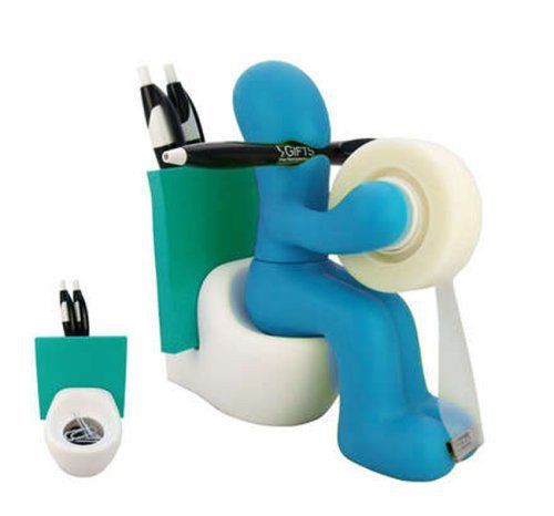 Butt Station Blue Desk Organizer Pen Tape Paper Clip Holder Funny Gift