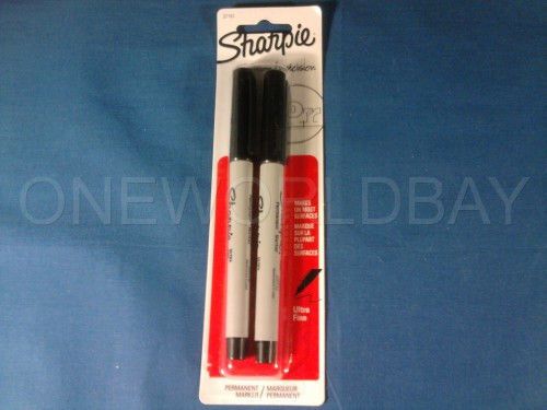 2 Sharpie Permanent Markers - Black Ink - Ultra Fine - Precision