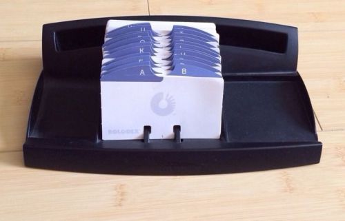 ROLODEX RPO-1000 Vintage Tray Card File Organizer Black 2 1/4 x4&#034; Cards A-Z Dividers