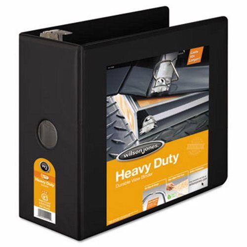 Wilson Jones Heavy-Duty D-Ring Vinyl View Binder, 5&#034; Capacity, Black (WLJ38550B)