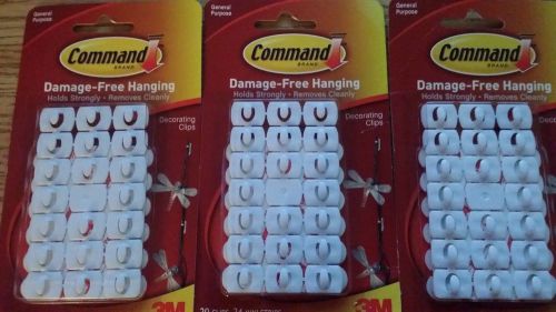 3 Packs 3M COMMAND DAMAGE FREE HANGING 60 CLIPS FREE US SHIPPING!!