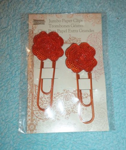 Studio 18 - 2 pc  jewel tone  orange rose jumbo paper clips / bookmark - nip! for sale