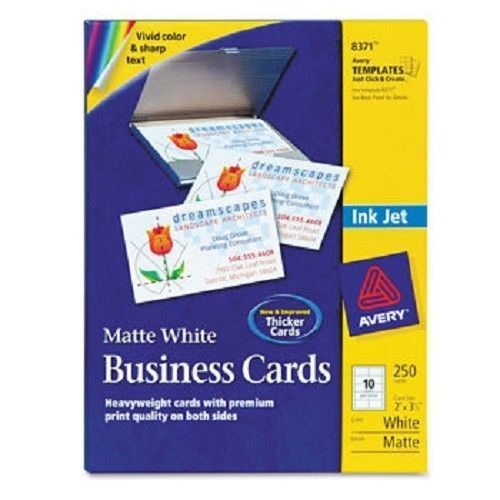 Avery Inkjet Business 2&#034; x 3-1/2&#034; Size Cards - 250 ct -  Model 8371 - Both Sides