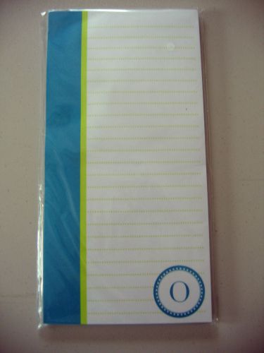 MICHAELS - 80 SHEET MAGNETIC NOTEPAD MONOGRAM &#039;O&#039; GREEN/WHITE  NIP CUTE!!!!