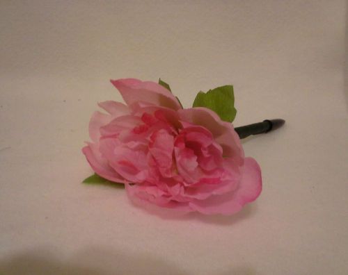Flower Pen--Pink Carnation----Handcrafted-NEW-black ink