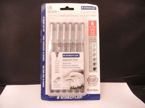 STAEDTLER Pigment Liner black SKETCH PENS 6 packs item 308SB6 BK G502