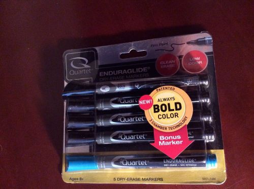 Quartet EnduraGlide Dry-Erase Markers, Fine point 5 Pk(5001-16M) NIB