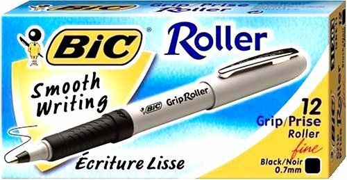 48 BIC GRIP BLACK  ROLLERBALL FINE .7MM POINT PENS Half Price!