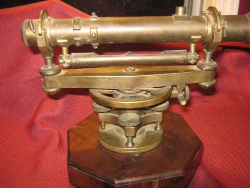 KEUFFEL &amp; ESSER COMPANY ANTIQUE BRASS SURVEYORS TRANSIT ORIGINAL OAK TRIPOD