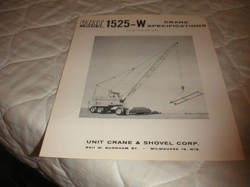1962 UNIT MODEL 1525-W WAGON CRANE SALES BROCHURE