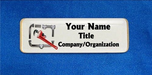 Plumber pipes wrench custom personalized name tag badge id plumbing tools sales for sale