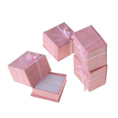 BULK 24 PINK RETAIL CARDBOARD RING EARRING JEWELRY DISPLAY WEDDING GIFT CASE BOX