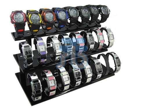 BLACK JEWELRY DISPLAY STAND FOR 24 BRACELETS WATCHES