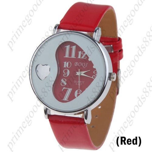 Heart synthetic leather lady ladies wrist quartz wristwatch women&#039;s red for sale