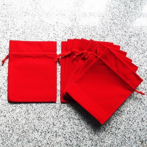 8 Small Red Velvet Cloth Drawstring Jewelry Bags Pouch 4.2&#034; x 5.5&#034; Gift Package
