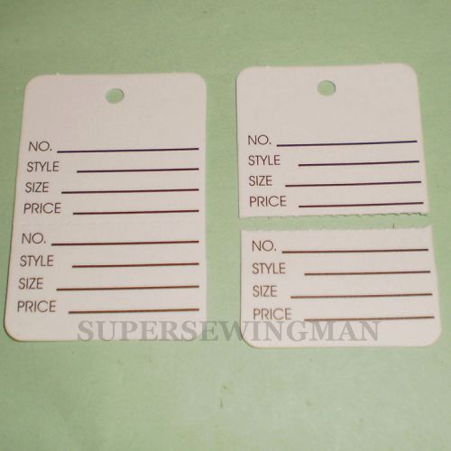 300 PCS. 1-1/4&#034;X1-7/8 white  CLOTHING PRICE HANG  TAGGING TAG TAGGER GUN LABELS