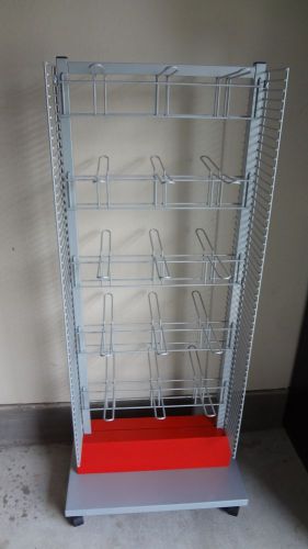 Heavy Duty 4 1/2&#039; In-Store Retail Display Hanging Hook Rack Grey/Red on Wheels