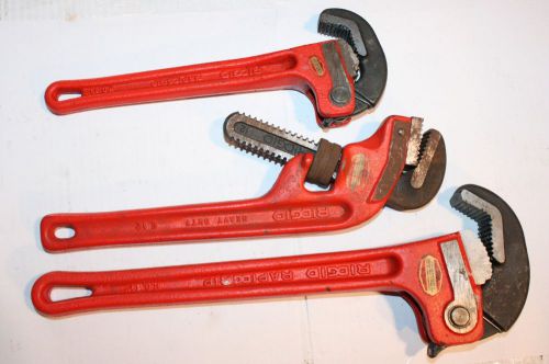 RIDGID RAPID GRIP H.D 14&#034; H.D 10&#034; HEAVY DUTY E12 STEEL PIPE WRENCH SET 3pc