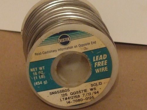 16 ounces of solid wire lead free solder - litton / kester solder, .125 dia. for sale