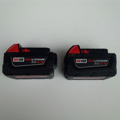 2 New GENUINE 4.0 AH 18V Milwaukee M18 48-11-1840 Red Lithium Batteries 18 Volt