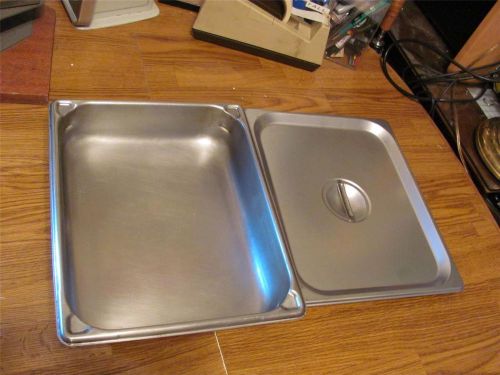 1 commercial vollrath stainless steam table super  pan half x 2 1/2&#034;+ lid-guc for sale