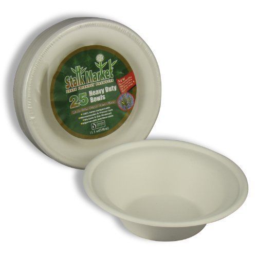 Asean L003R Compostable Tableware, 11.5 Oz Bowls, White, 300/carton