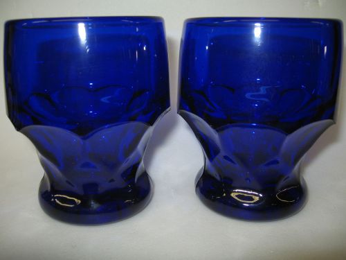 pair of cobalt Blue glass viking georgian tumblers cups wine goblets serving art