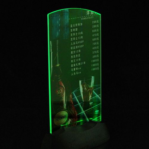 Acrylic flashing led light table menu restaurant card display holder stand  ka for sale